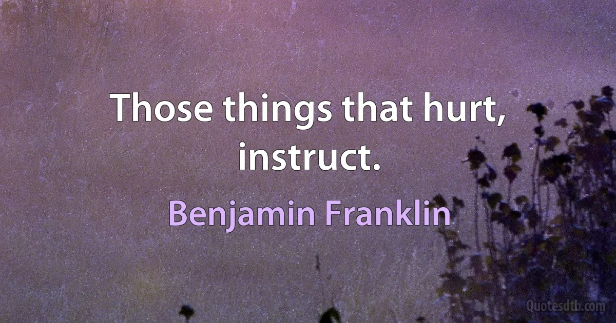 Those things that hurt, instruct. (Benjamin Franklin)