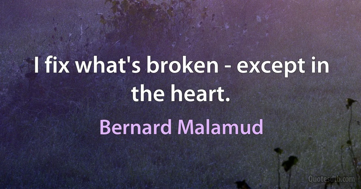 I fix what's broken - except in the heart. (Bernard Malamud)