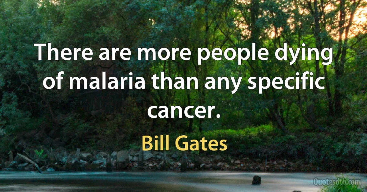 There are more people dying of malaria than any specific cancer. (Bill Gates)