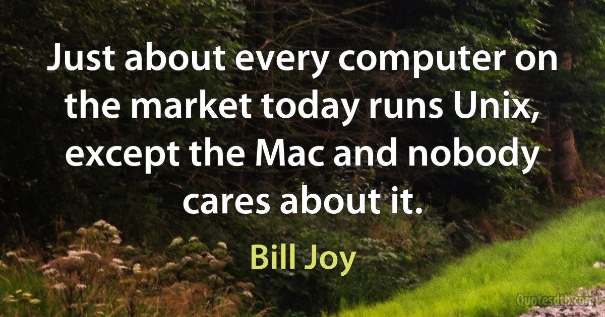 Just about every computer on the market today runs Unix, except the Mac and nobody cares about it. (Bill Joy)