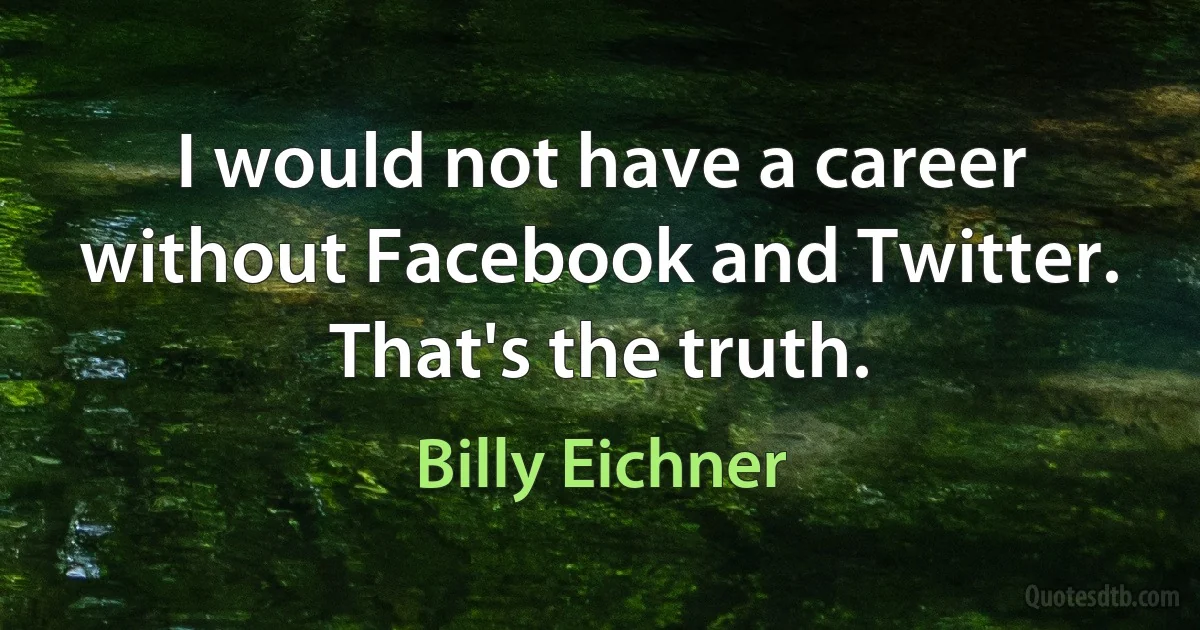 I would not have a career without Facebook and Twitter. That's the truth. (Billy Eichner)