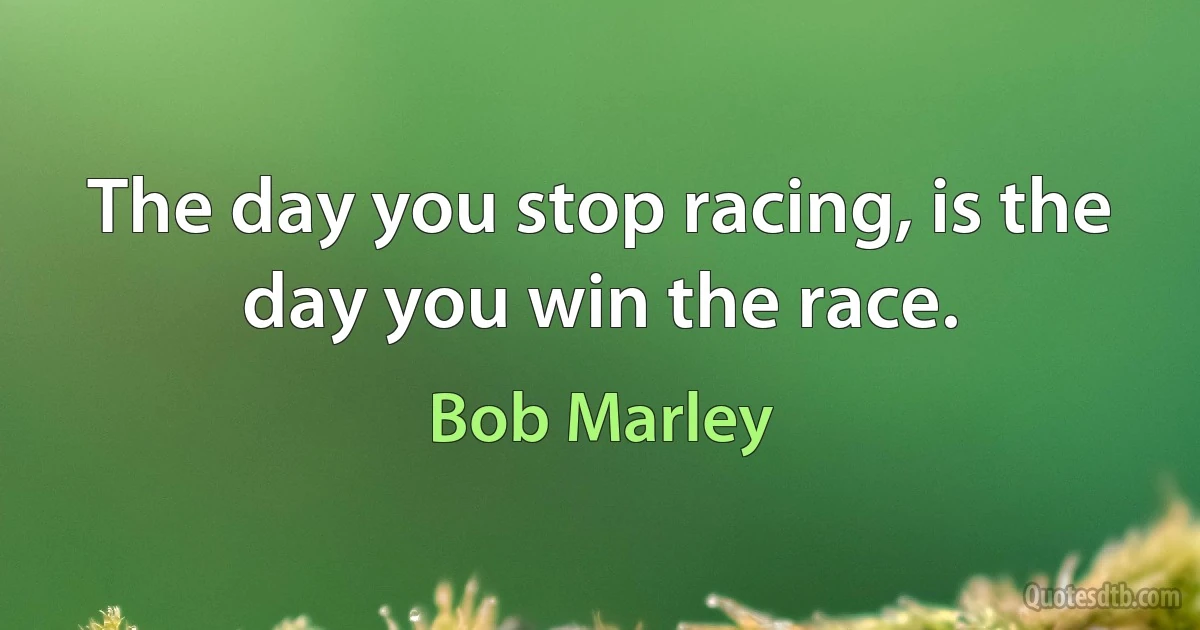 The day you stop racing, is the day you win the race. (Bob Marley)