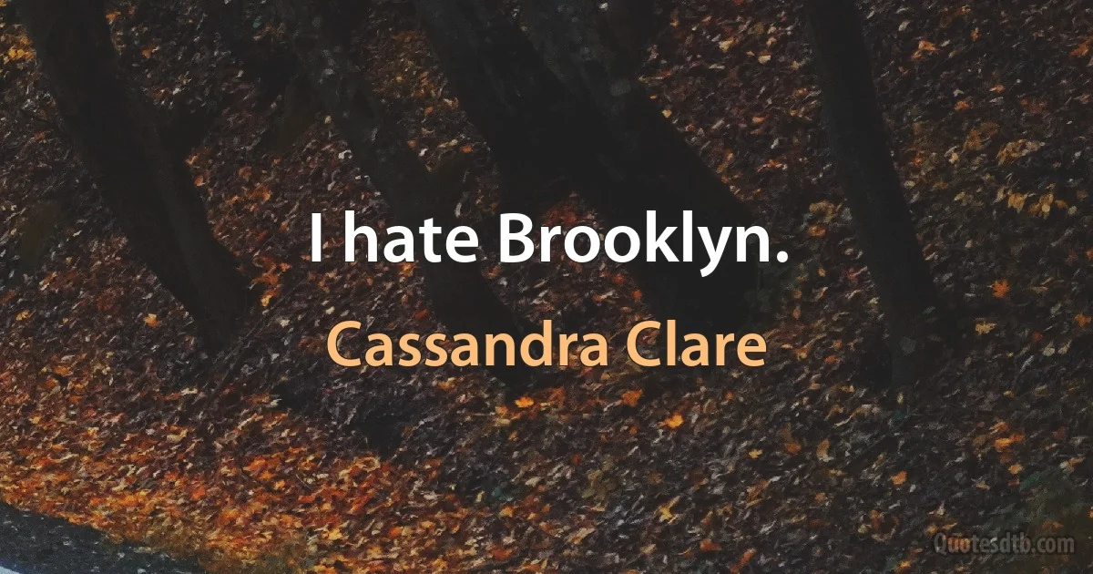 I hate Brooklyn. (Cassandra Clare)