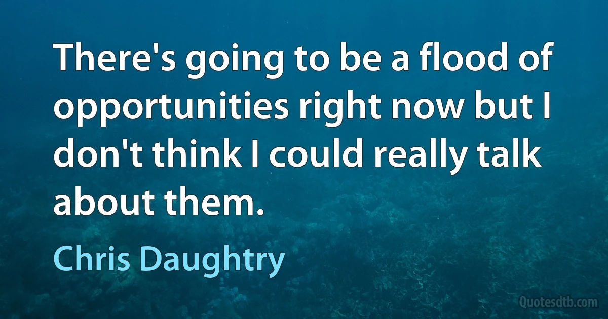 There's going to be a flood of opportunities right now but I don't think I could really talk about them. (Chris Daughtry)