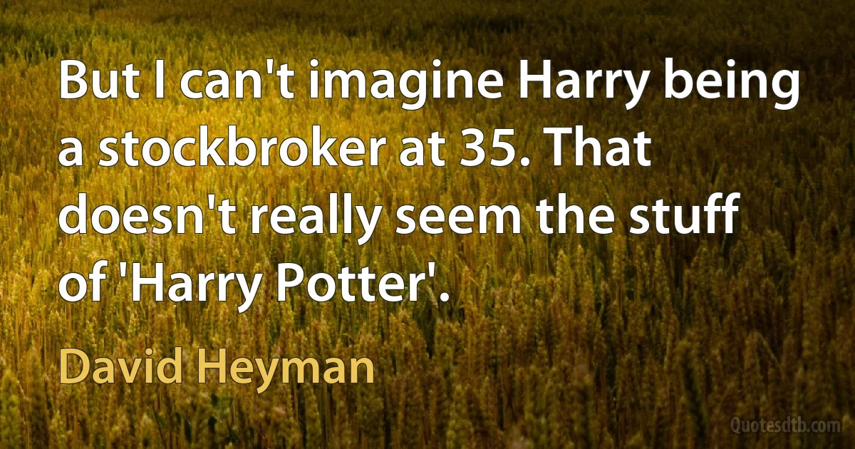 But I can't imagine Harry being a stockbroker at 35. That doesn't really seem the stuff of 'Harry Potter'. (David Heyman)