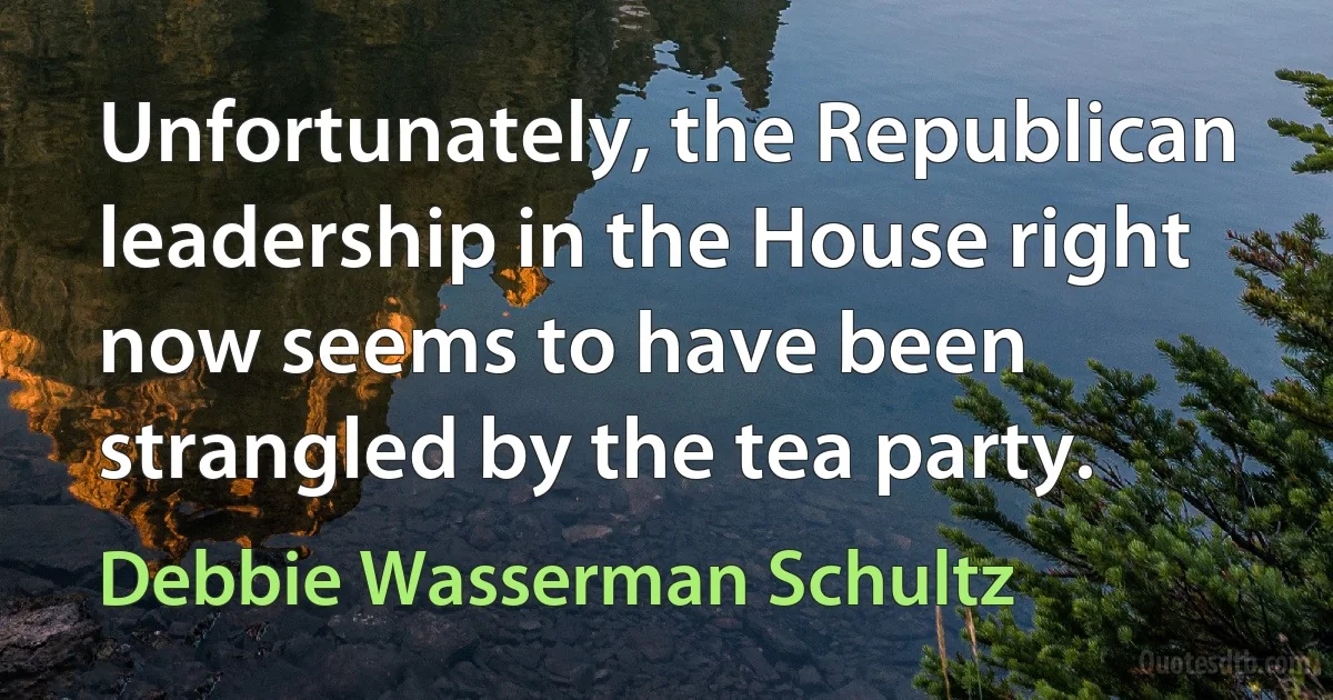 Unfortunately, the Republican leadership in the House right now seems to have been strangled by the tea party. (Debbie Wasserman Schultz)