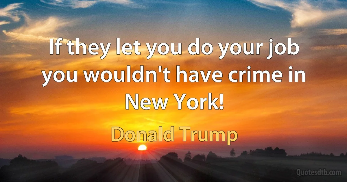 If they let you do your job you wouldn't have crime in New York! (Donald Trump)