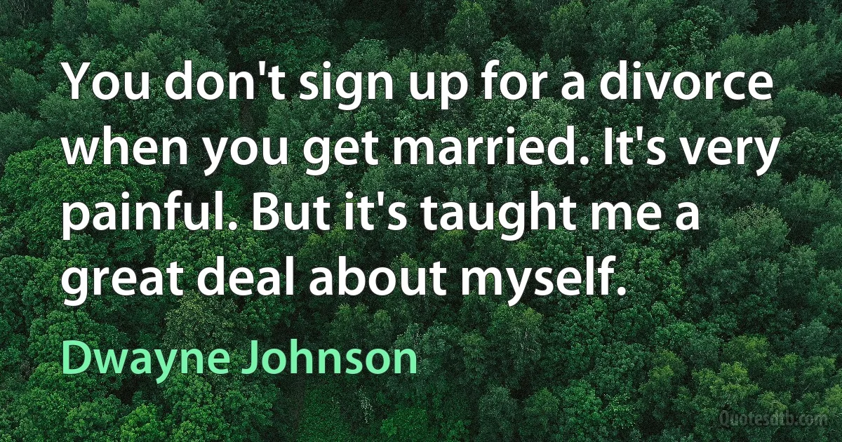 You don't sign up for a divorce when you get married. It's very painful. But it's taught me a great deal about myself. (Dwayne Johnson)