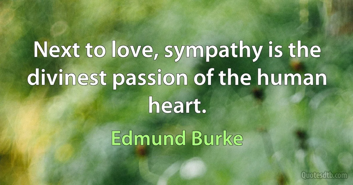 Next to love, sympathy is the divinest passion of the human heart. (Edmund Burke)