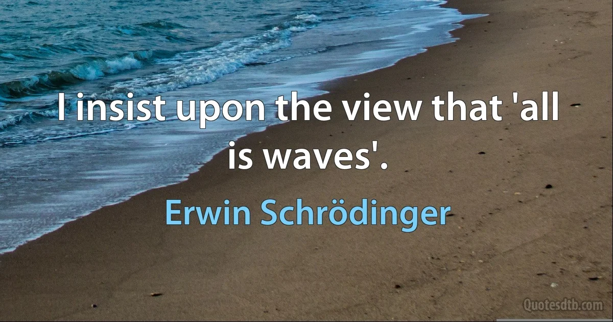 I insist upon the view that 'all is waves'. (Erwin Schrödinger)