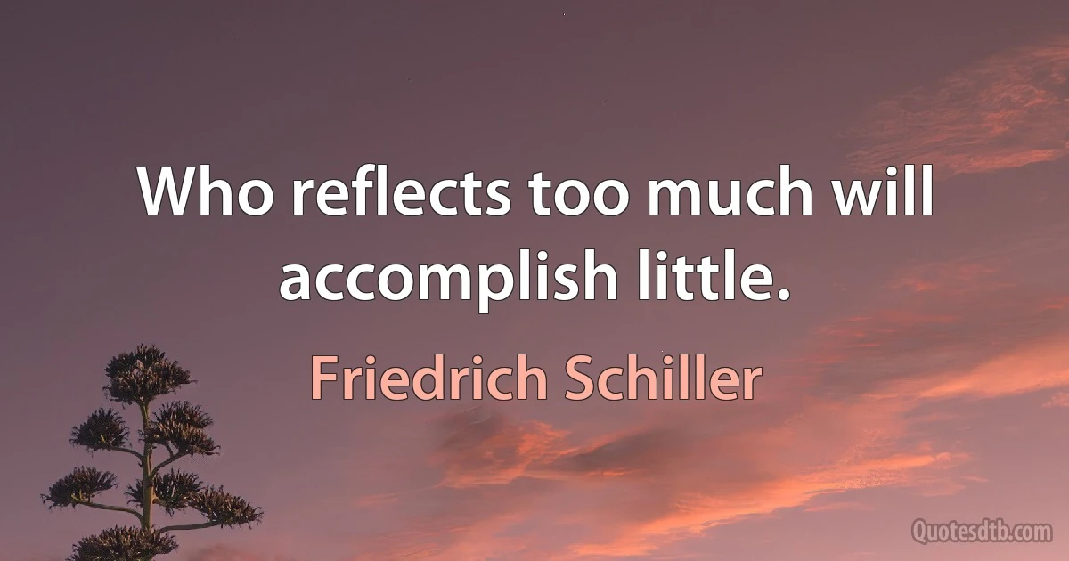 Who reflects too much will accomplish little. (Friedrich Schiller)