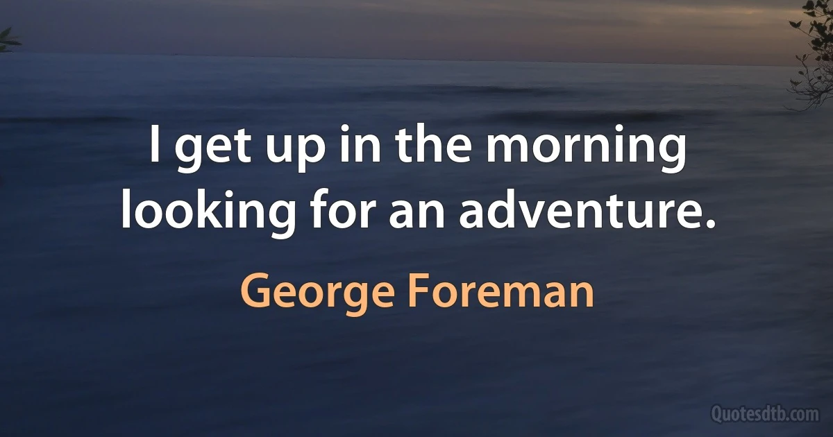 I get up in the morning looking for an adventure. (George Foreman)