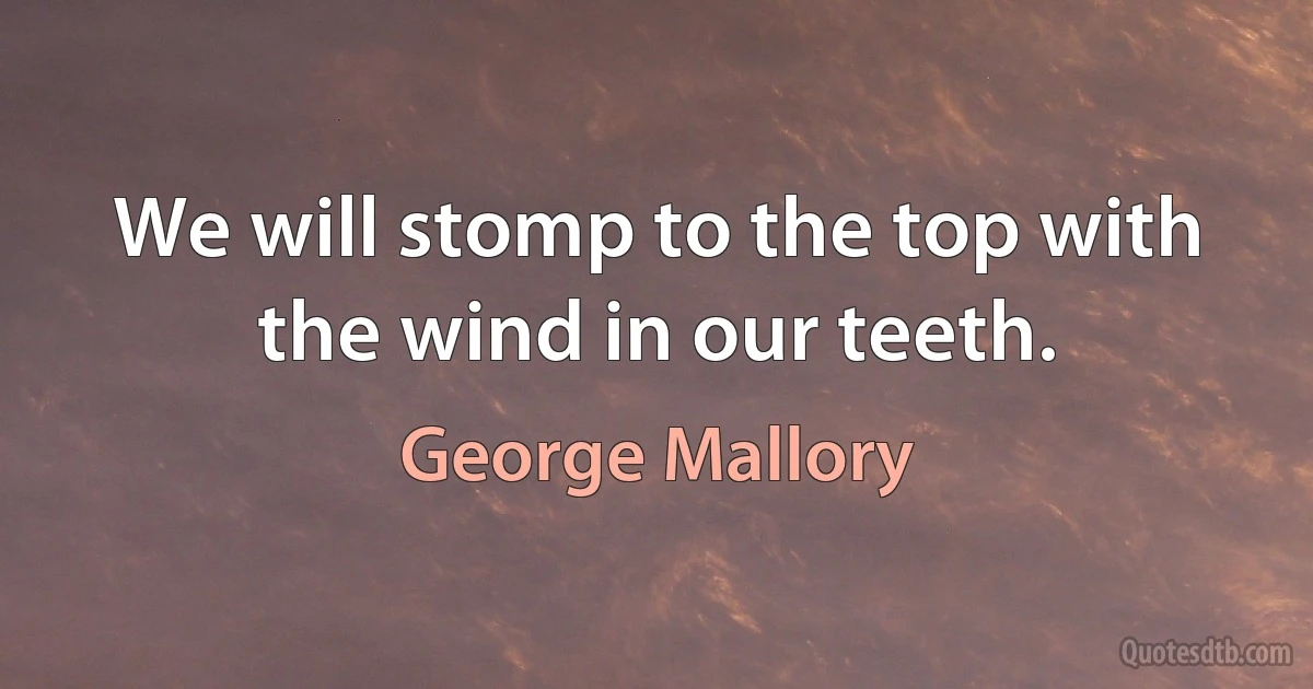 We will stomp to the top with the wind in our teeth. (George Mallory)