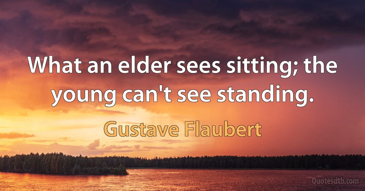 What an elder sees sitting; the young can't see standing. (Gustave Flaubert)