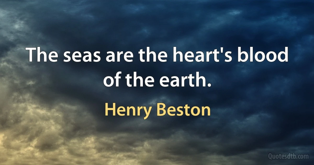 The seas are the heart's blood of the earth. (Henry Beston)