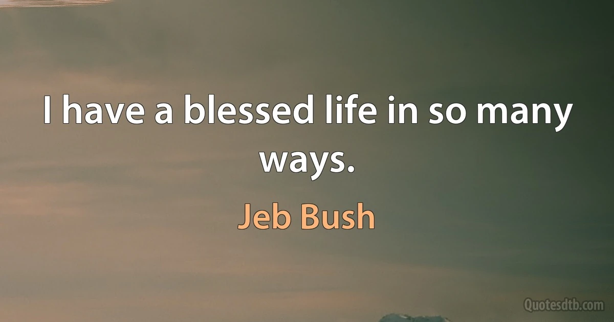 I have a blessed life in so many ways. (Jeb Bush)