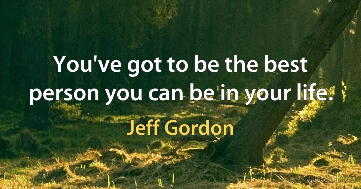 You've got to be the best person you can be in your life. (Jeff Gordon)