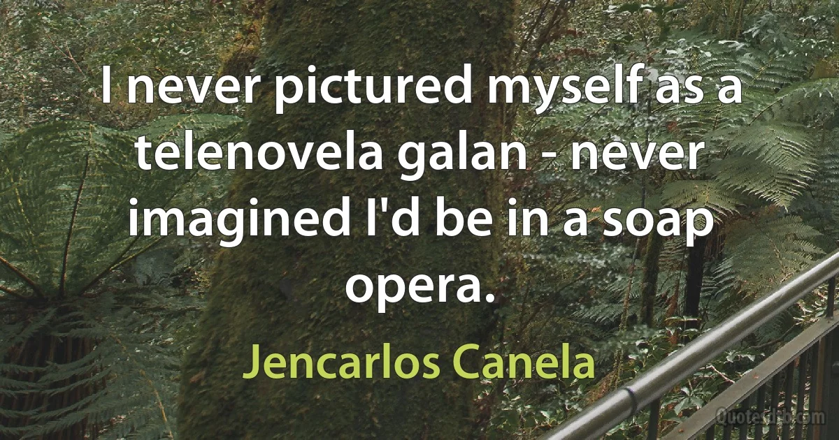 I never pictured myself as a telenovela galan - never imagined I'd be in a soap opera. (Jencarlos Canela)