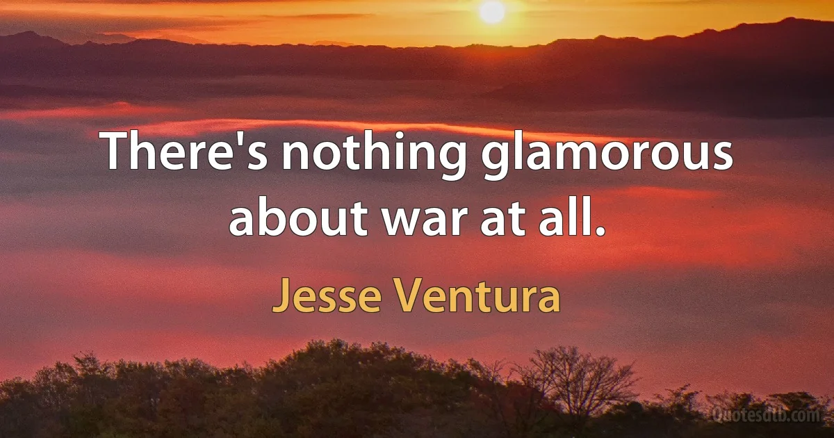 There's nothing glamorous about war at all. (Jesse Ventura)