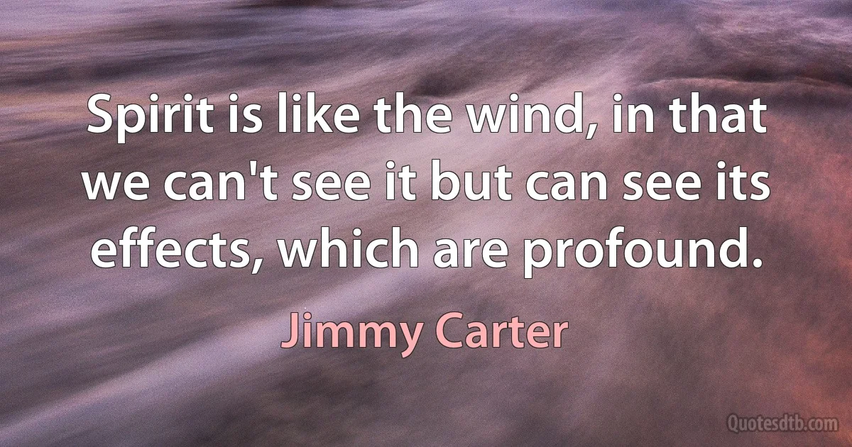 Spirit is like the wind, in that we can't see it but can see its effects, which are profound. (Jimmy Carter)