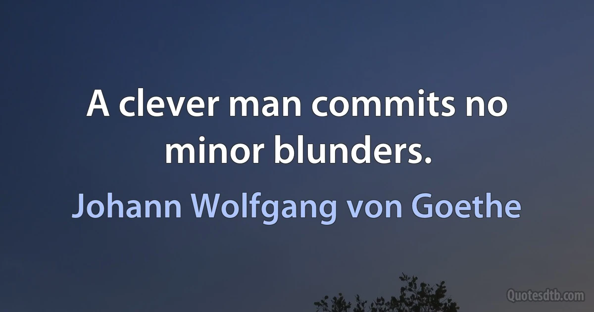 A clever man commits no minor blunders. (Johann Wolfgang von Goethe)