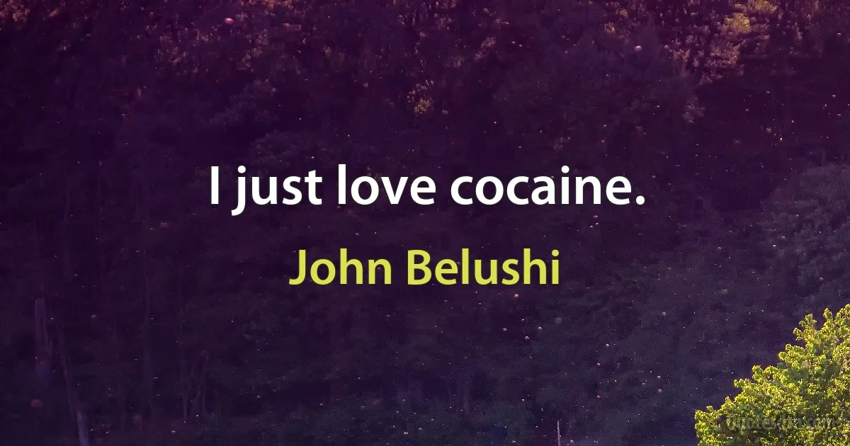 I just love cocaine. (John Belushi)