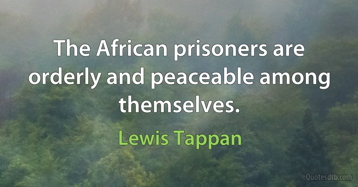 The African prisoners are orderly and peaceable among themselves. (Lewis Tappan)