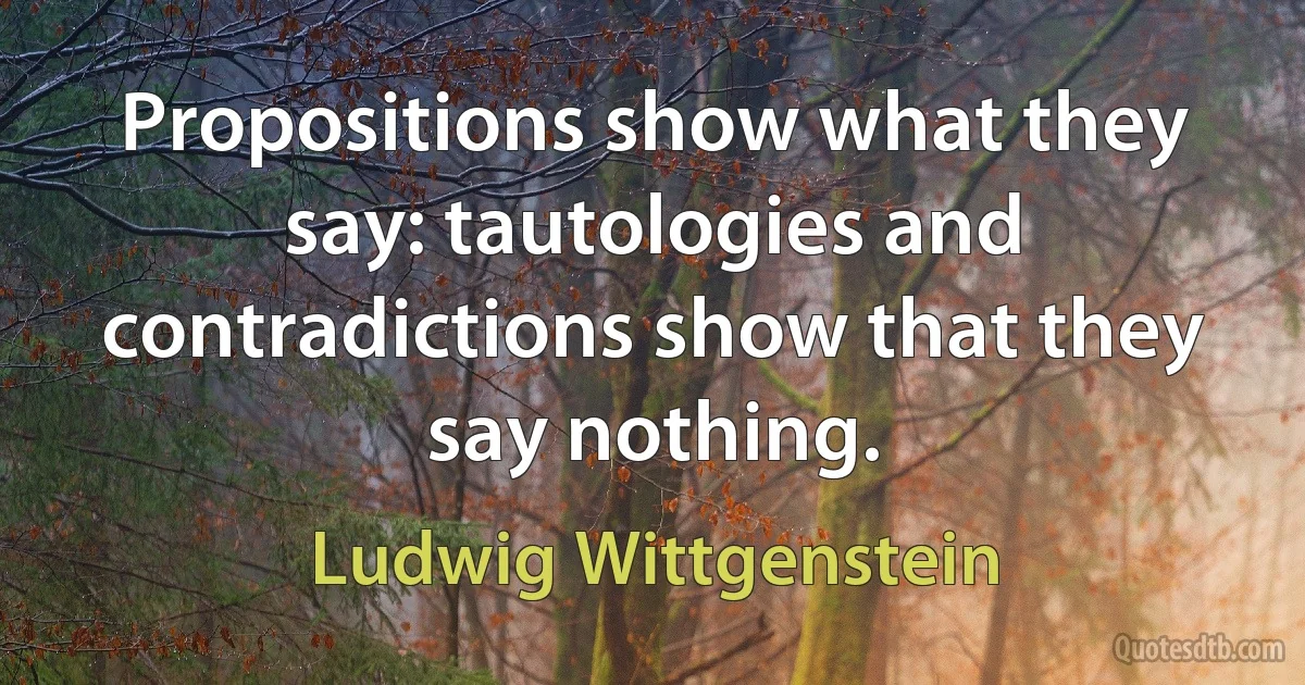 Propositions show what they say: tautologies and contradictions show that they say nothing. (Ludwig Wittgenstein)