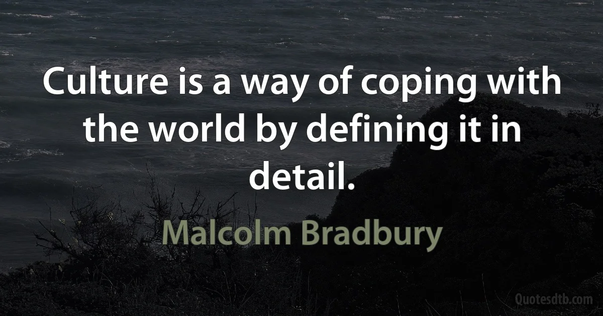 Culture is a way of coping with the world by defining it in detail. (Malcolm Bradbury)