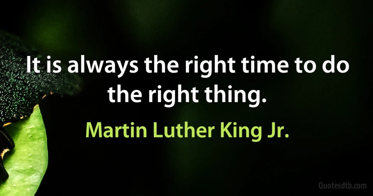 It is always the right time to do the right thing. (Martin Luther King Jr.)