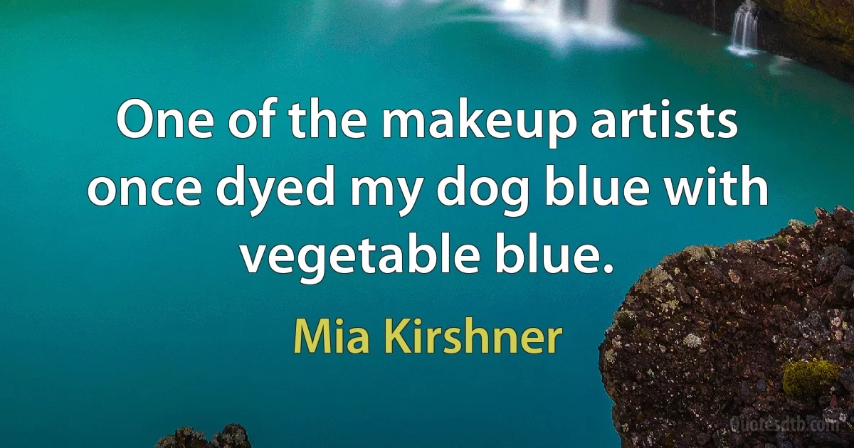 One of the makeup artists once dyed my dog blue with vegetable blue. (Mia Kirshner)