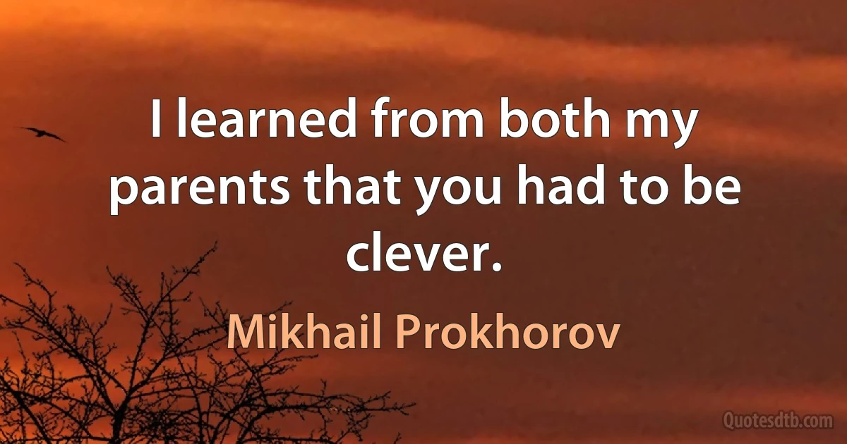 I learned from both my parents that you had to be clever. (Mikhail Prokhorov)