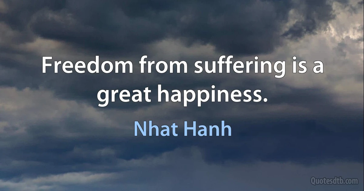 Freedom from suffering is a great happiness. (Nhat Hanh)