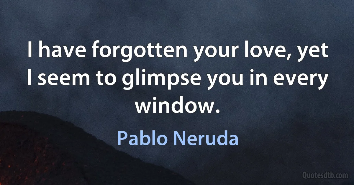 I have forgotten your love, yet I seem to glimpse you in every window. (Pablo Neruda)