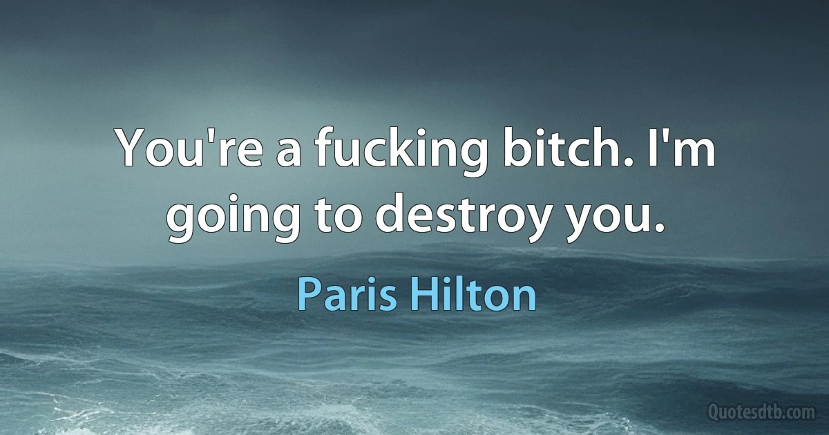 You're a fucking bitch. I'm going to destroy you. (Paris Hilton)