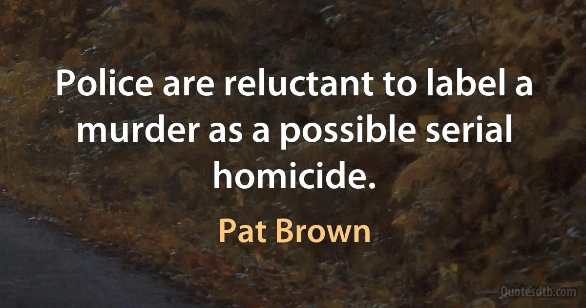 Police are reluctant to label a murder as a possible serial homicide. (Pat Brown)