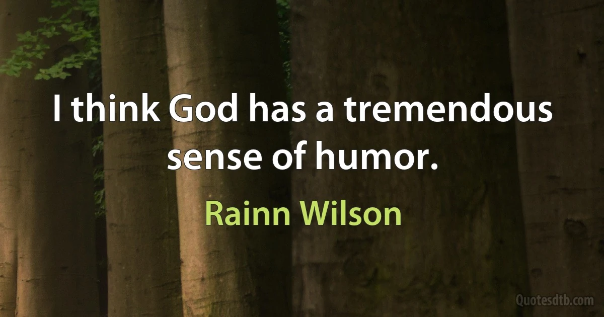 I think God has a tremendous sense of humor. (Rainn Wilson)