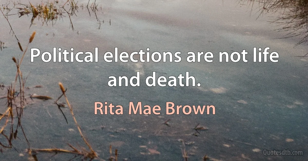 Political elections are not life and death. (Rita Mae Brown)