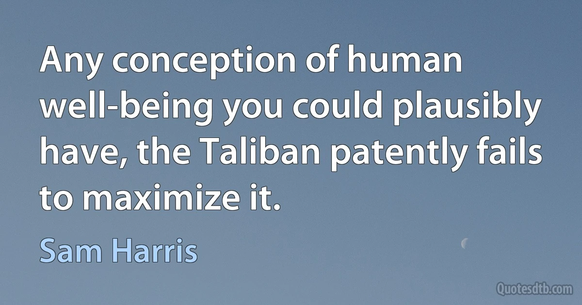 Any conception of human well-being you could plausibly have, the Taliban patently fails to maximize it. (Sam Harris)