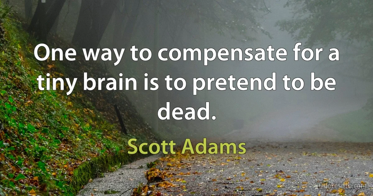 One way to compensate for a tiny brain is to pretend to be dead. (Scott Adams)