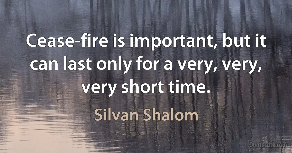 Cease-fire is important, but it can last only for a very, very, very short time. (Silvan Shalom)