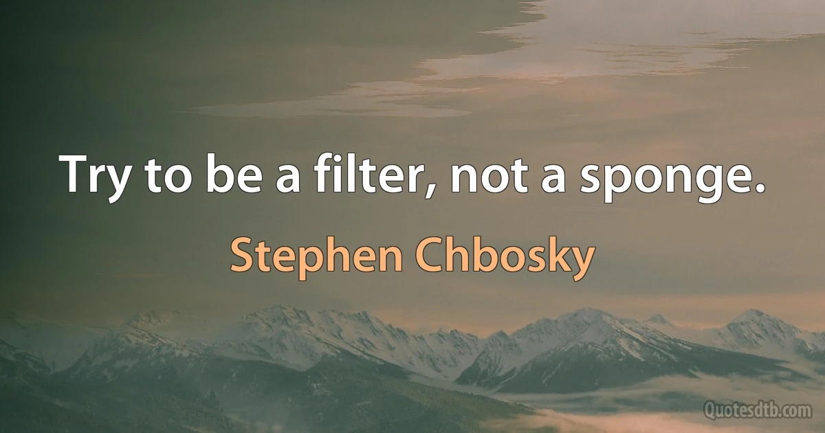 Try to be a filter, not a sponge. (Stephen Chbosky)