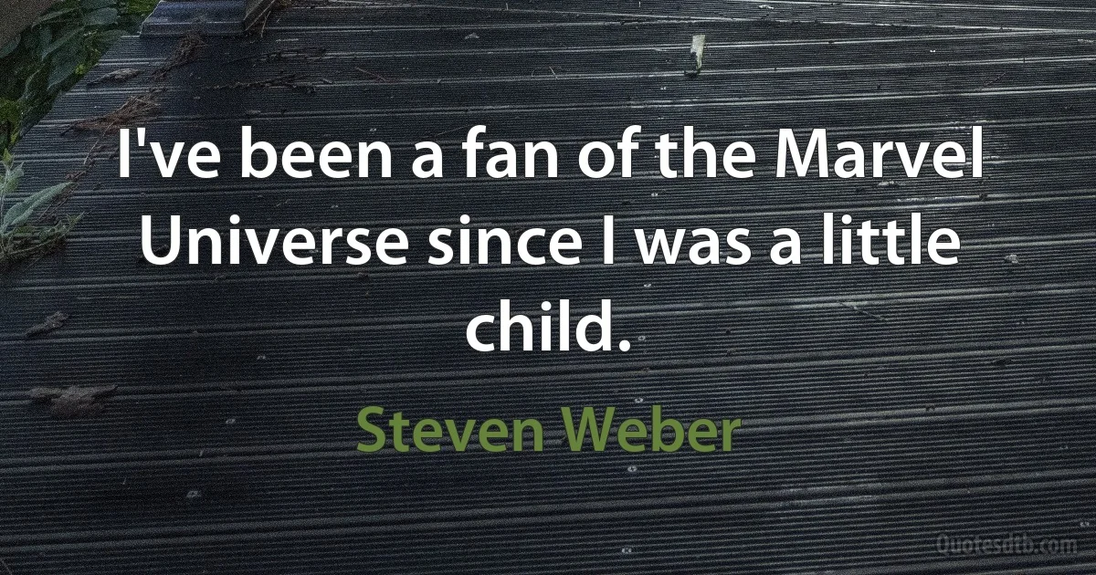 I've been a fan of the Marvel Universe since I was a little child. (Steven Weber)