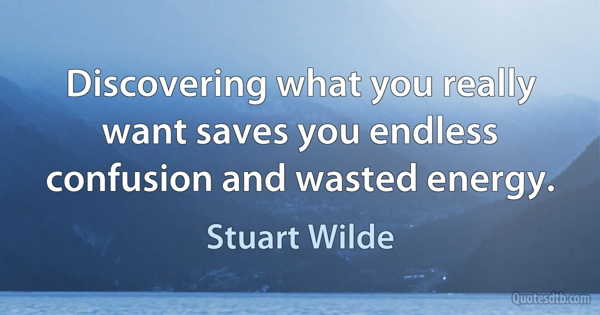 Discovering what you really want saves you endless confusion and wasted energy. (Stuart Wilde)