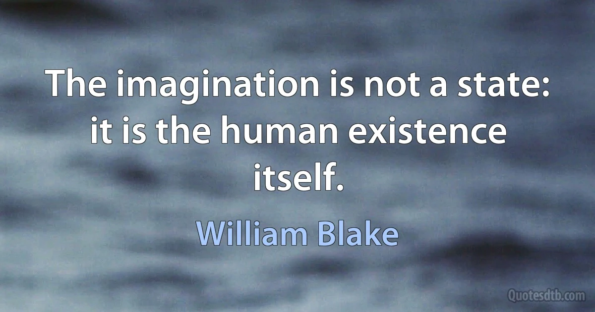 The imagination is not a state: it is the human existence itself. (William Blake)