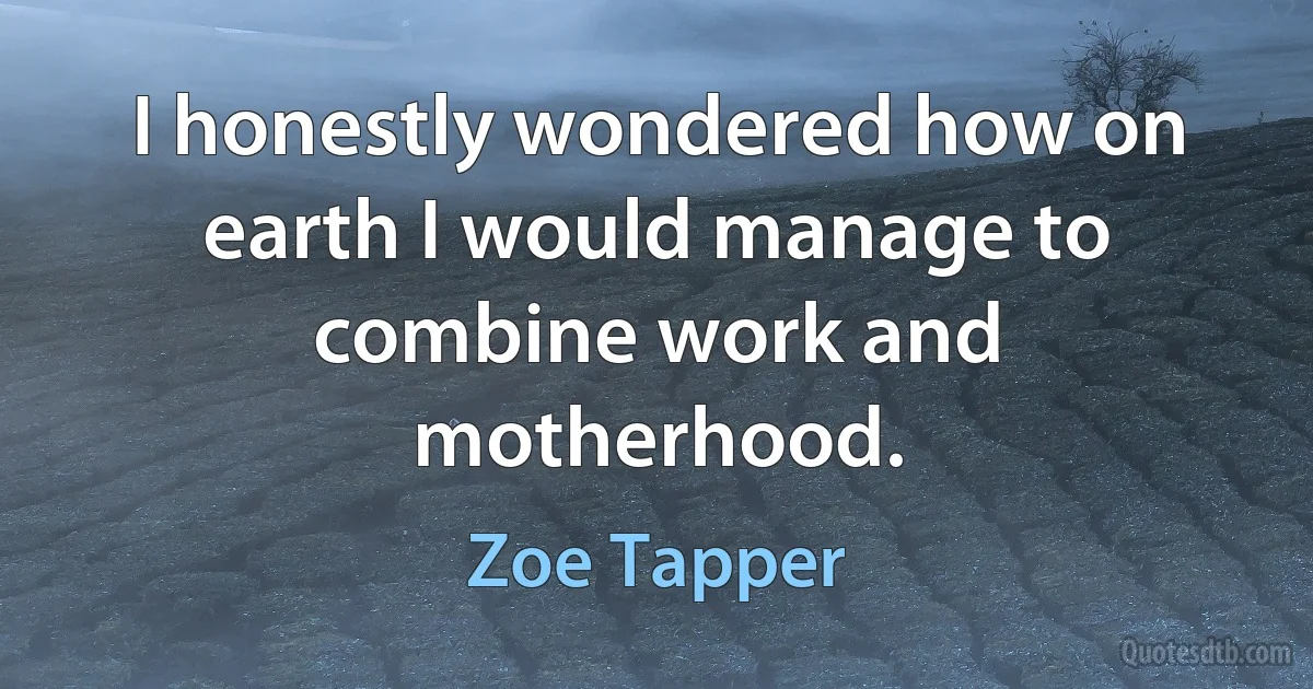 I honestly wondered how on earth I would manage to combine work and motherhood. (Zoe Tapper)