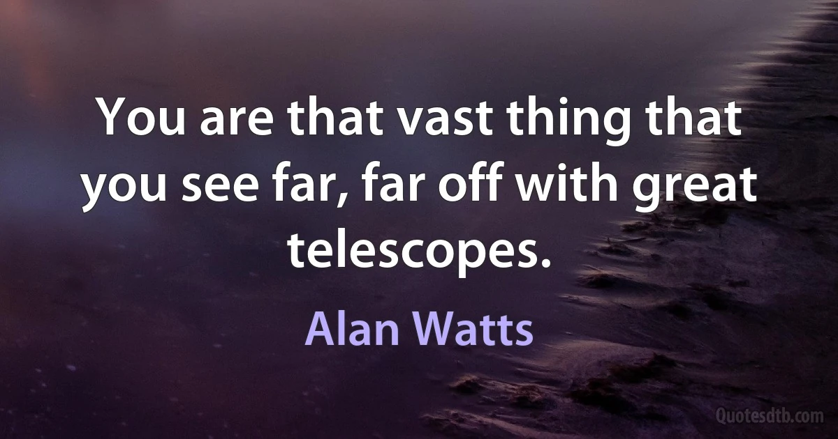 You are that vast thing that you see far, far off with great telescopes. (Alan Watts)