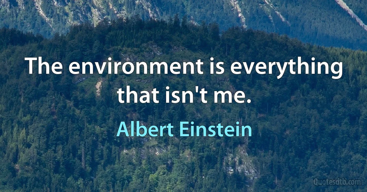 The environment is everything that isn't me. (Albert Einstein)