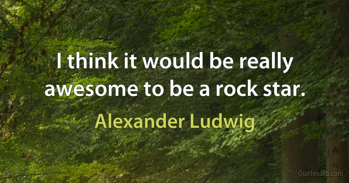 I think it would be really awesome to be a rock star. (Alexander Ludwig)