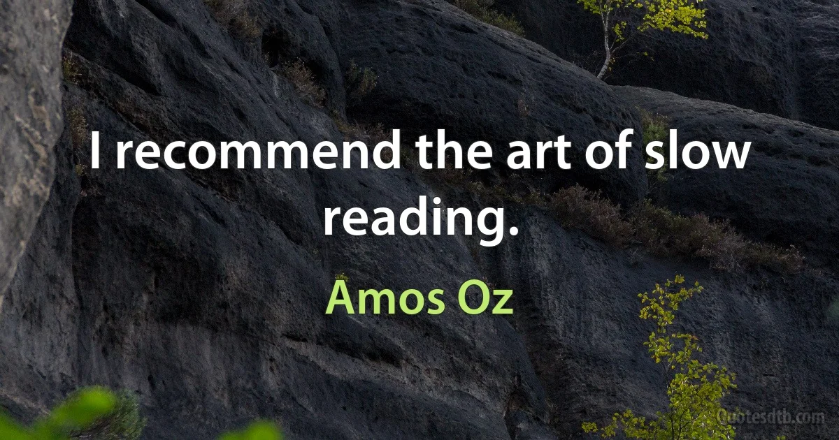 I recommend the art of slow reading. (Amos Oz)